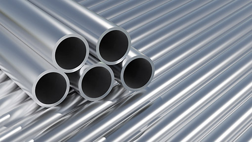 Group, set of simple new high quality shiny galvanized stainless Group, set of simple new high quality shiny galvanized stainless steel metal aluminium alloy pipes stacked, iron pipes, industrial construction materials, supplies storage, warehouse stock, nobody